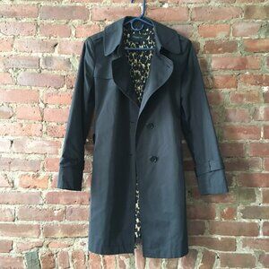 Ann Taylor small trench coat - black with animal print lining